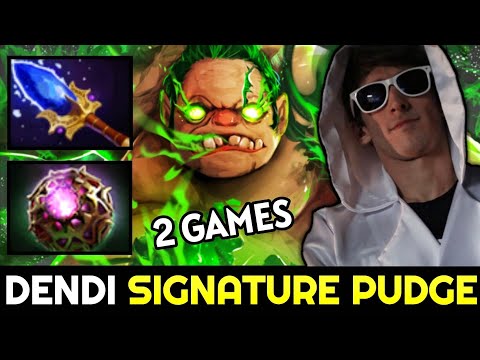 DENDI Signature Pudge Carry the Game with Scepter Build (2 Games) 7.28 Dota 2