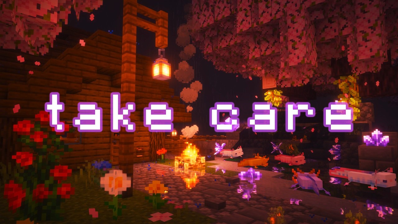 some rest after a long day... (minecraft music, rain & fire)