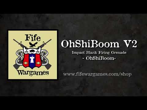 OhShiBoom airsoft grenade, with .209, 9mm and 12gauge bases.  Review and demo.