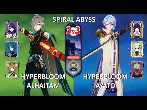 C0 Alhaitham Hyperbloom & C0 Ayato Hyperbloom Spiral Abyss 3.3 Floor 12