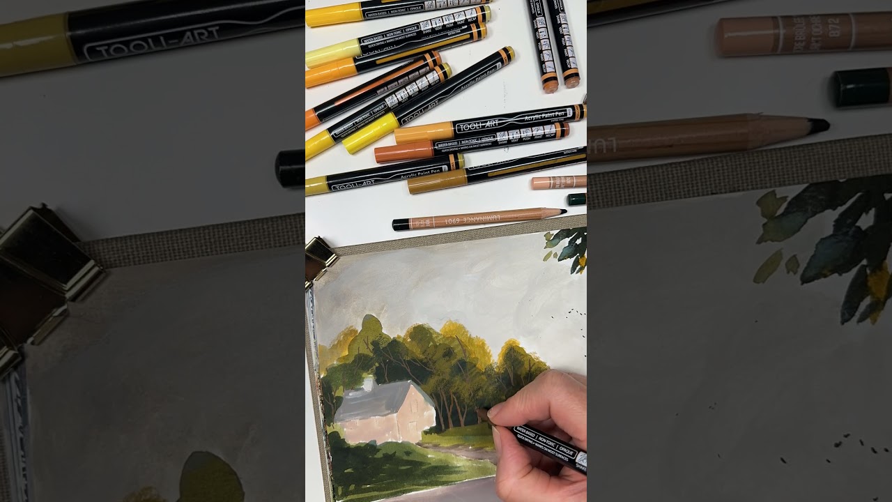Sketch a Lake House With Trees. #loveart