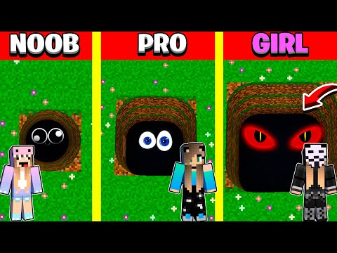 Minecraft Battle: DEEP TUNNEL BASE HOUSE BUILD CHALLENGE - NOOB vs PRO vs GIRL / Animation