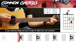 Cocaine - Eric Clapton | EASY GUITAR LESSON | Scrolling Chords &amp; Lyrics