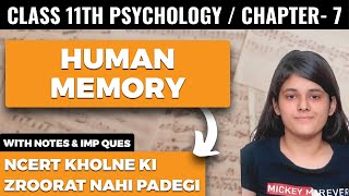 Human Memory Class 11 Psychology Chapter 7 One Shot Explanation
