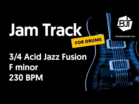 3/4 Acid Jazz Fusion Jam Track in F minor (for drums) "Threefold" - BJT #47