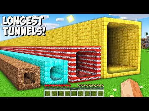 Which LONGEST TUNNEL DIRT vs DIAMOND vs TNT vs GOLD is BETTER in Minecraft? I found BIGGEST TUNNEL!