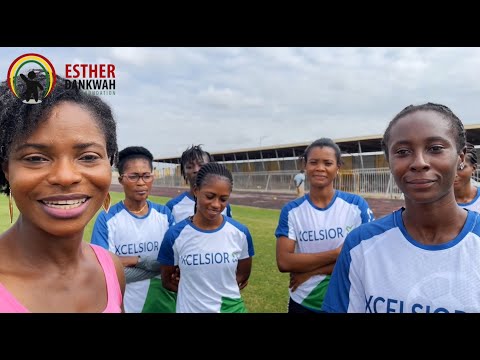 Esther Dankwah bringing sportswear to the local Accra Athletics club, Amuzu Athlelics Camp.