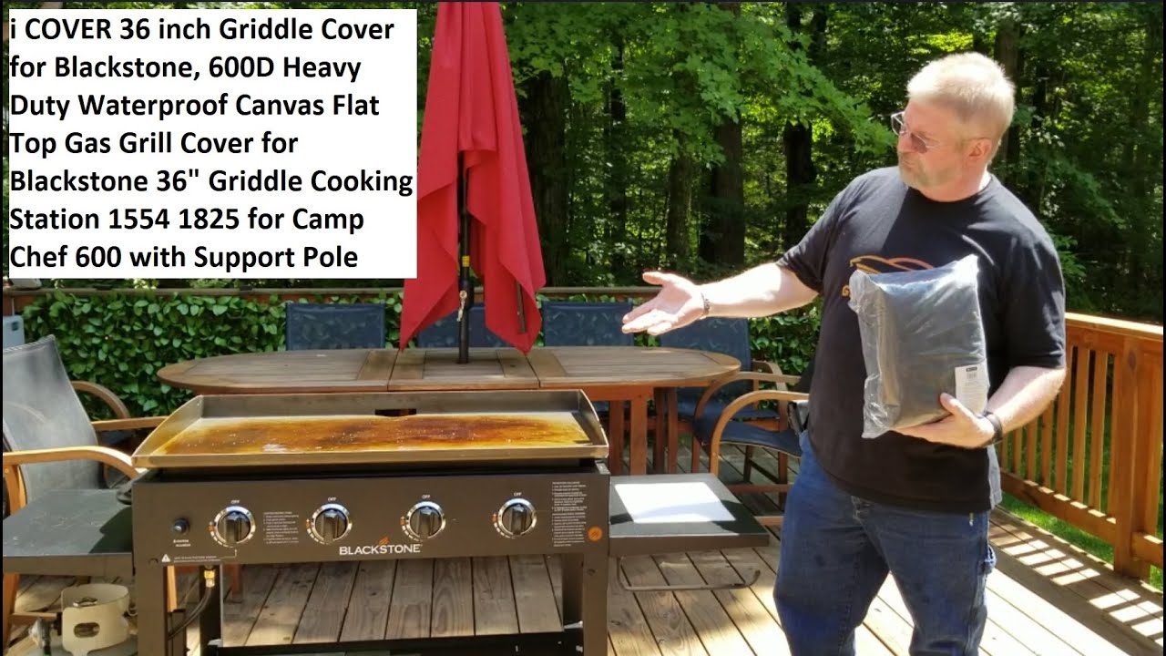 i COVER 36 inch Griddle Cover for Blackstone, Heavy Duty Waterproof with Support Pole