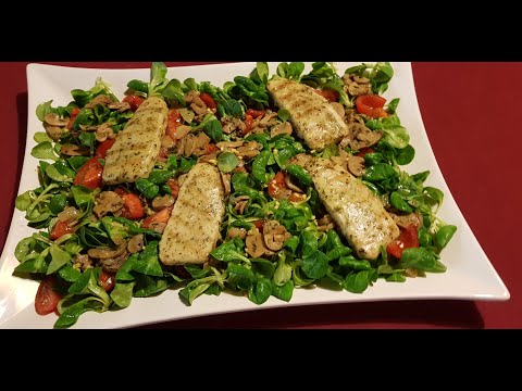 Lamb's lettuce with hake fillets from the oven | Low carb salad