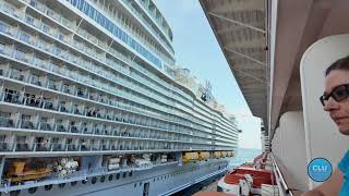 MSC Magnifica Balcony View St. Maarten | Wonder of the Seas Pulls In
