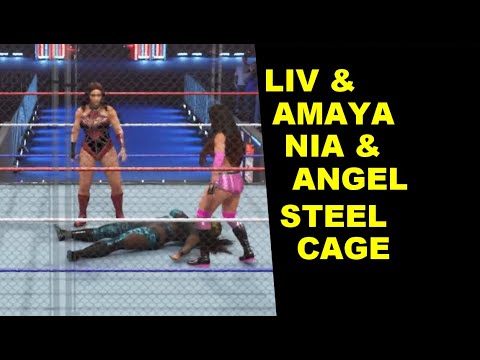 WWE 2K25 Liv vs Nia Jax vs Amaya vs Angel Dawn - Steel Cage 4-Way