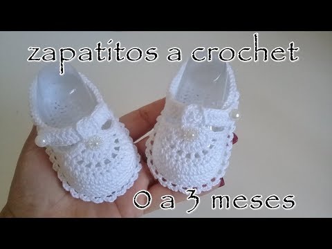 Zapatitos a crochet para bebe - Modelo Daniela - 0 - 3 meses
