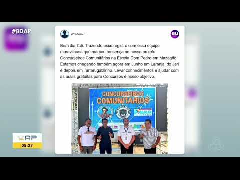 Um alô da Tv Amapá ao Projeto Concurseiros Comunitários em Mazagão 2026.