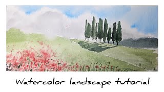 How to paint a Beautiful watercolor landscape in 10 minutes /beginners tutorial