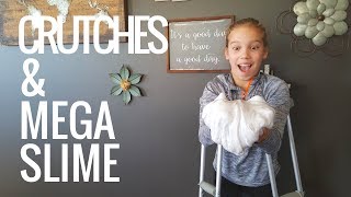 Emma&#39;s &quot;A Day On Crutches&quot; ~ She also makes mega slime ~ Bloopers at the end!