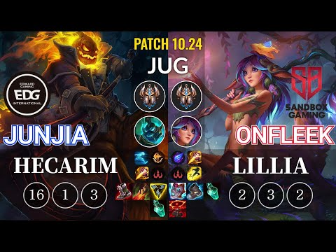 EDG JunJia Hecarim vs SB OnFleek Lillia Jungle - KR Patch 10.24