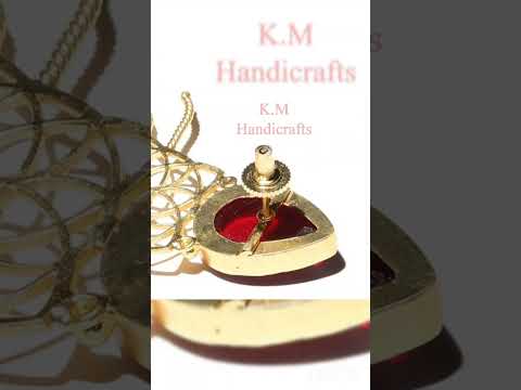 Brass Handmade floral spidy shape with Black Stone Earring