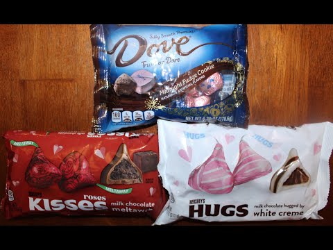 Dove Truth or Dare Midnight Fudge Cookie, Hershey’s Kisses Milk Chocolate: Meltaway, White Crème