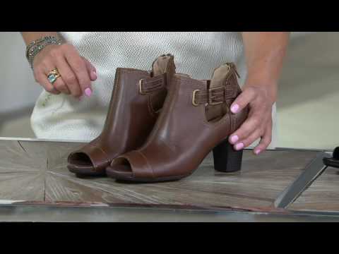 Earth Origins Leather Peep-toe Booties - Sawyer on QVC