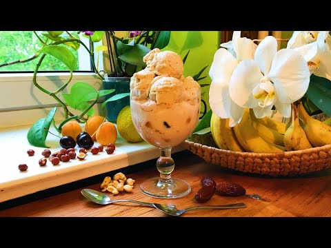 Hazelnut Nicecream on Apricot Cherry Salad with Lemony Cashew Cream ~ Take 3