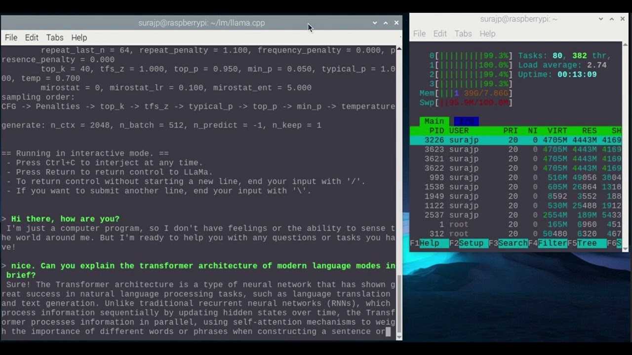 Mistral 7B Instruct | Raspberry Pi 5 | llama.cpp | cmd | 2x