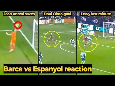 Joan Garcia SUPER SAVES as Dani Olmo and Lewandowski scores in the last minutes against Espanyol