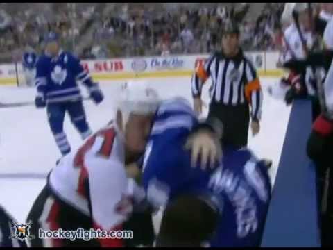 Chris Neil vs Luke Schenn Oct 8, 2011