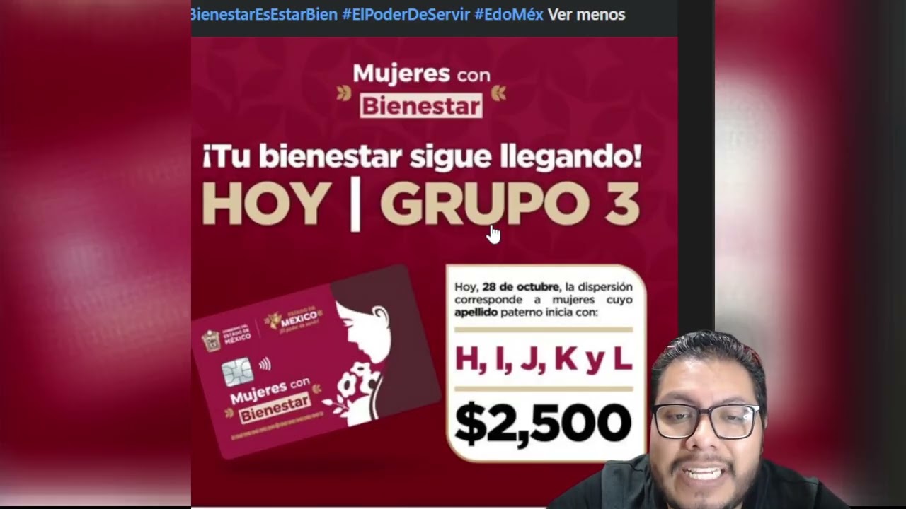 MUJERES CON BIENESTAR ya esta los 2,500 tu apellido inicio con H a la L de septiembre - octubre 2026
