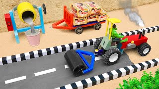 DIY Mini Tractor Transports Sand to Build a Concrete Road | Mechanical Science Project