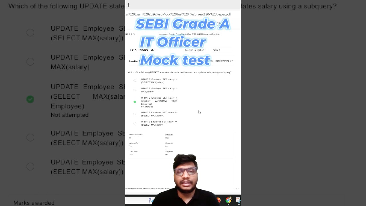 SEBI Grade A IT Officer Mock Test Free PDF | Phase 1 Paper 2