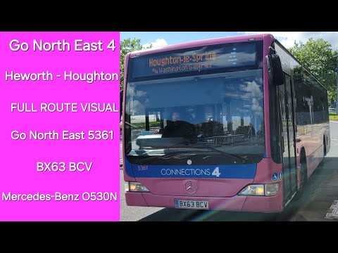 FULL ROUTE VISUAL: Go North East Connections 4 Heworth - Houghton-le-Spring (5361 - BX63 BCV)