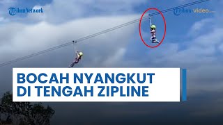 Menegangkan! Gadis Cilik WNA Tersangkut di Zipline Nusa Penida Bali, Ayunkan Kaki agar Tali Begerak