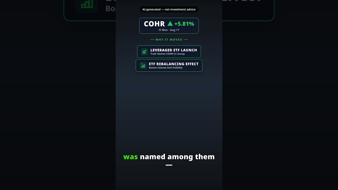 Why Is Coherent Stock Jumping Today? COHR +5.81% (Aug 17)