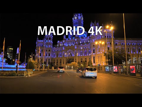 Driving Downtown - Madrid 4K - Night Drive