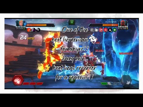 Abyss Deadpool one shot| Human torch helps abyss| best heal reverser| Marvel contest of champions!!