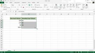 Convert Decimal Values to Hexadecimal - Excel Formula
