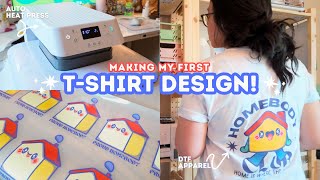 HOW I DESIGNED MY FIRST T-SHIRT 🏠👚 Designing & Pressing My First T-Shirt w/ HTVRONT Auto Heat Press