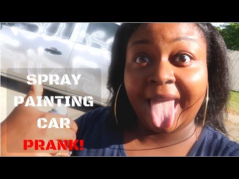SPRAY PAINTING CAR PRANK ON HUSBAND!! (GONE WRONG!!!)
