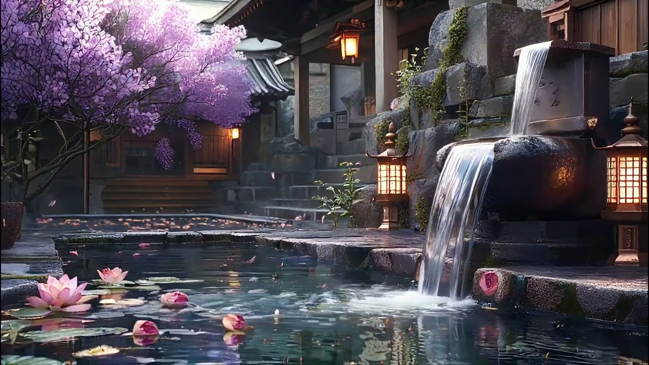 Ultimate Relaxation: Soothing Waterfall Sounds & Relaxing Music in a Japanese Zen Garden