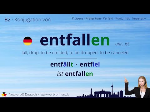 Konjugation Verb „entfallen“ (unr., ist) - alle Zeitformen, Lernvideo, Tutorial