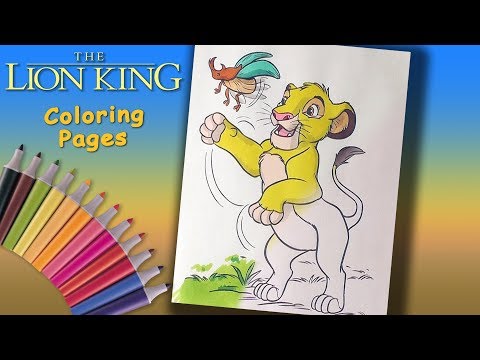 Lion King Coloring Book. Simba catches the beetle Coloring Page for Kids Video