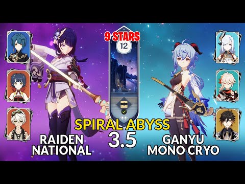 NEW 3.5 Spiral Abyss!│Raiden National & Ganyu Mono Cryo | Floor 12 - 9 Stars | Genshin Impact