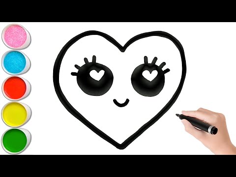 Çocuklar İçin Kolay Ve Sevimli Kalp Resmi Çizimi, Sevimli Resim Çizimleri Kalp Resim Çizim Ve Boyama