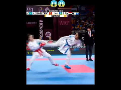 Amazing female kumite karate combat | Girl Fight | WKF kumite -50 KG Cairo 2024 #shorts #karate
