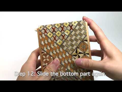 How to open a 5 sun 21 steps Yosegi Secret Box【寄木細工秘密箱5寸21回】