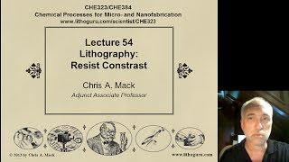 Lecture 54 (CHE 323) Lithography Resist Contrast