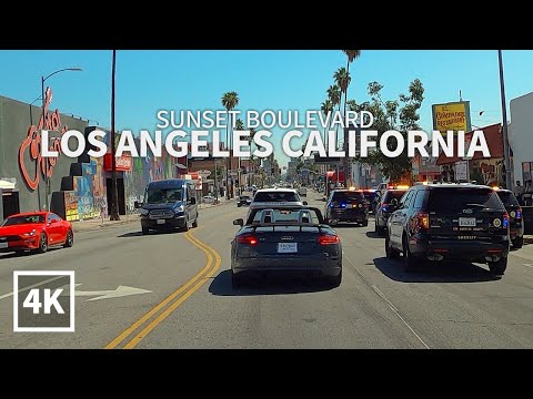 [4K] Driving Los Angeles - Sunset Boulevard, California, USA, 4K UHD