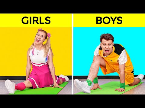 POPULAR VS LOSER GYMNASTICS! IMPOSSIBLE ACROBATICS Challenge! 24 Hours Body Tricks by 123 GO! SCHOOL