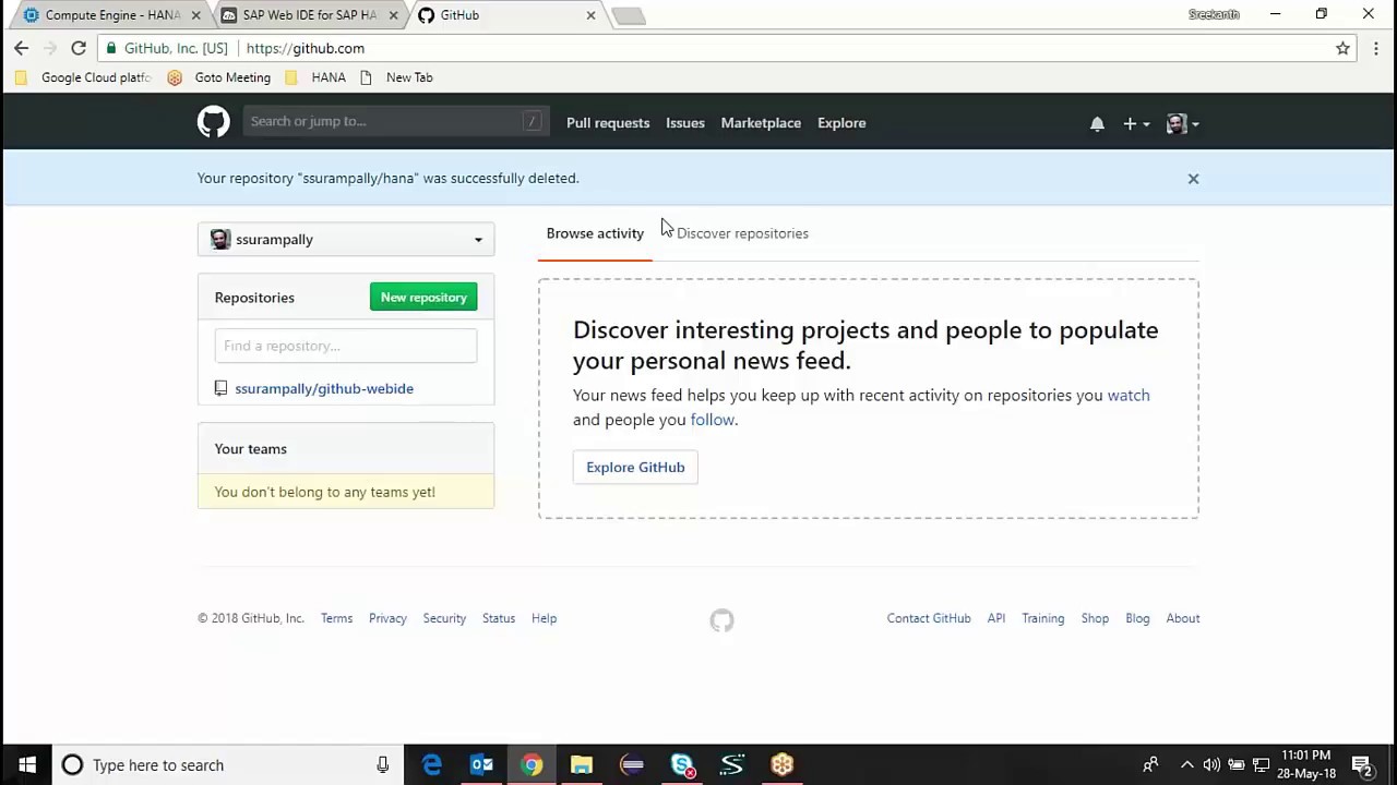 XSA Web IDE for HANA with Github
