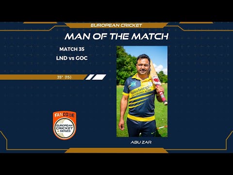 Abu Zar having fun thirty five off fifteen balls at FanCode ECS Sweden Malmo